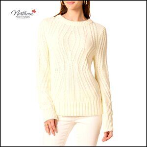 100% Cotton Crew Neck Cable Knit Cocoon Sweater